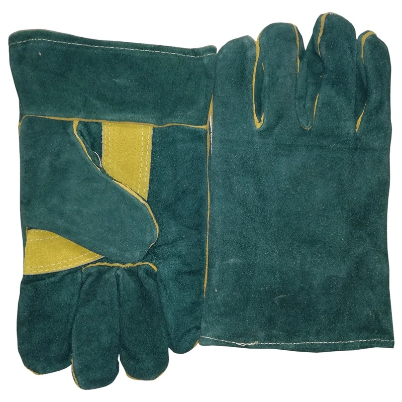 TAURUS PRO GREEN LEATHER GLOVES - REINFORCED PALM - KEVLAR - 50MM