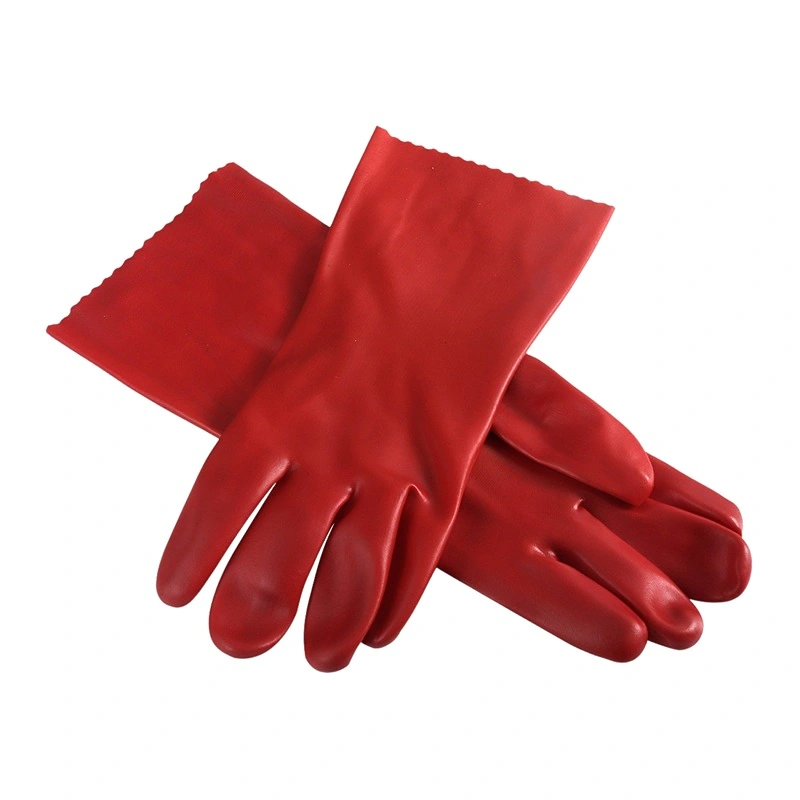 MASTER PVC RED GLOVE - 35CM ROUGH PALM