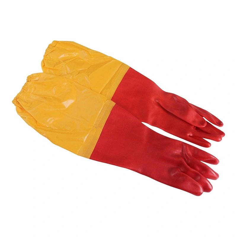 MASTER PVC RED GLOVE - SHOULDER W/YELLOW EXT