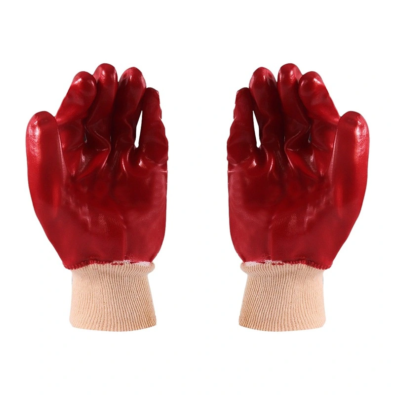 MASTER PVC RED GLOVE - KNITTED WRIST